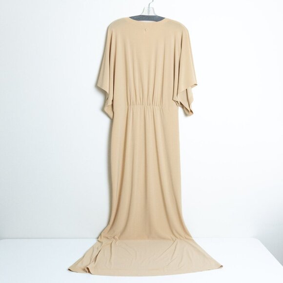Norma Kamali Maxi Dress Beige Stretchy Jersey Obie Gown Blonde XL - Picture 3 of 13